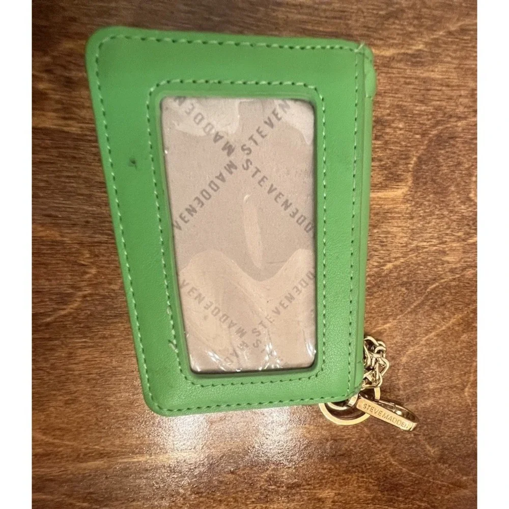 New Steve Madden Card Wallet Keychain-bright Green, Snap Closure